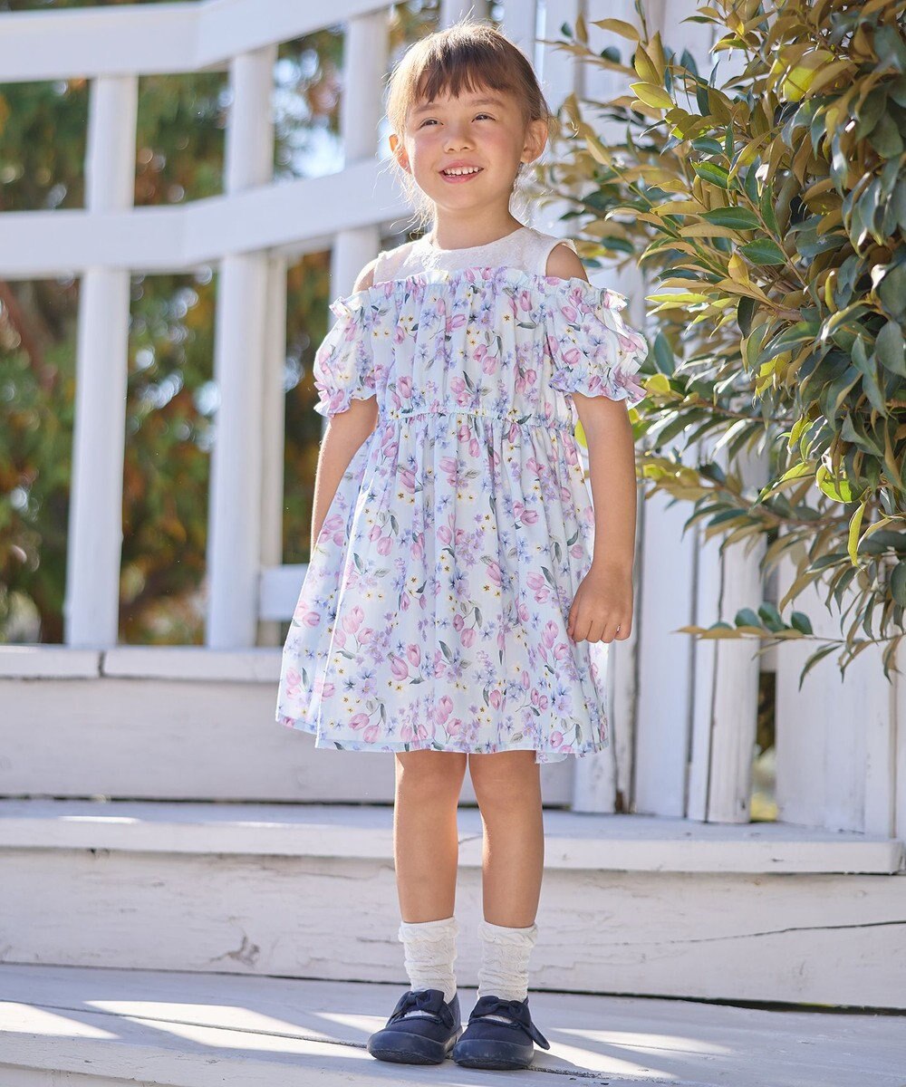 ANY KIDS オン・オフショルダー チューリップ ワンピース 