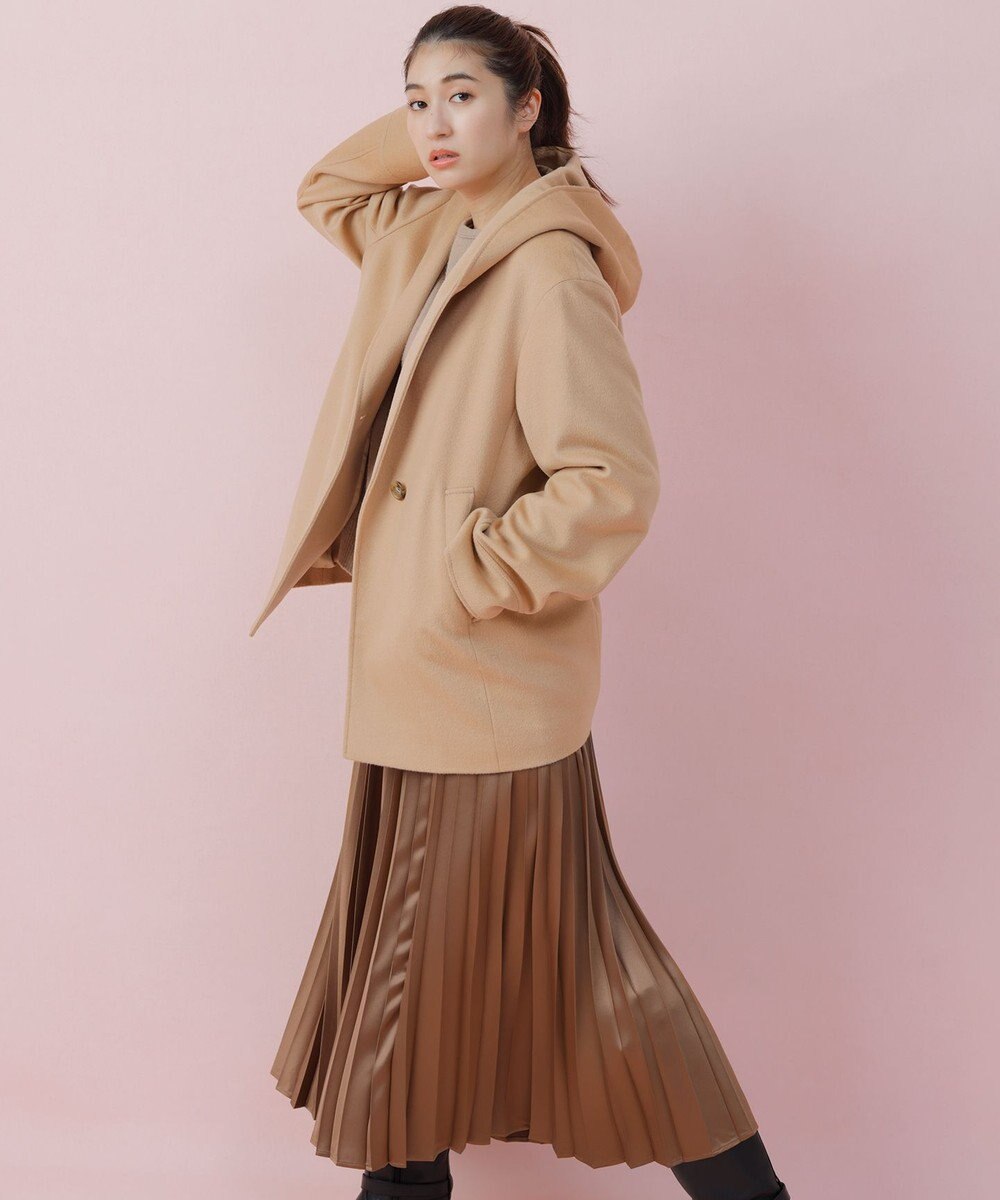 23区 【CLASSY.1月号掲載】ウールカシミヤビーバー フード付き ショートコート 