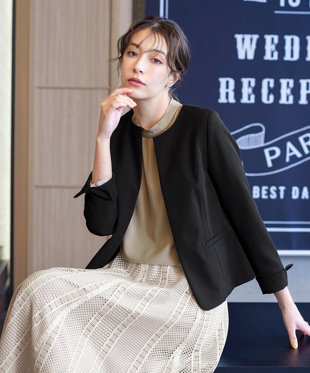 Tiaclasse L 【ダブルクロス】ノーカラージャケット 