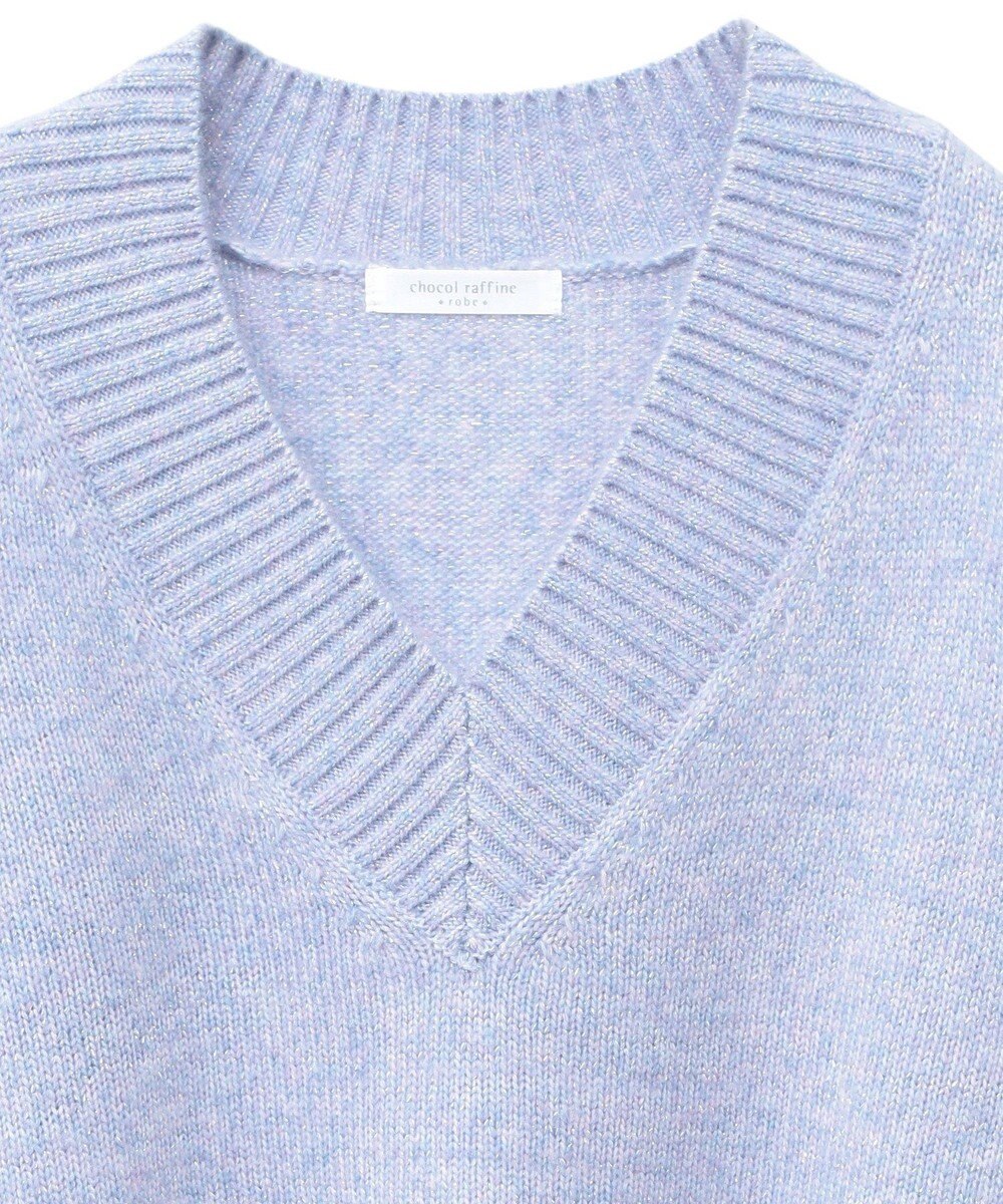 Green Parks ラメＶネックコンパクトニットプルオーバー 