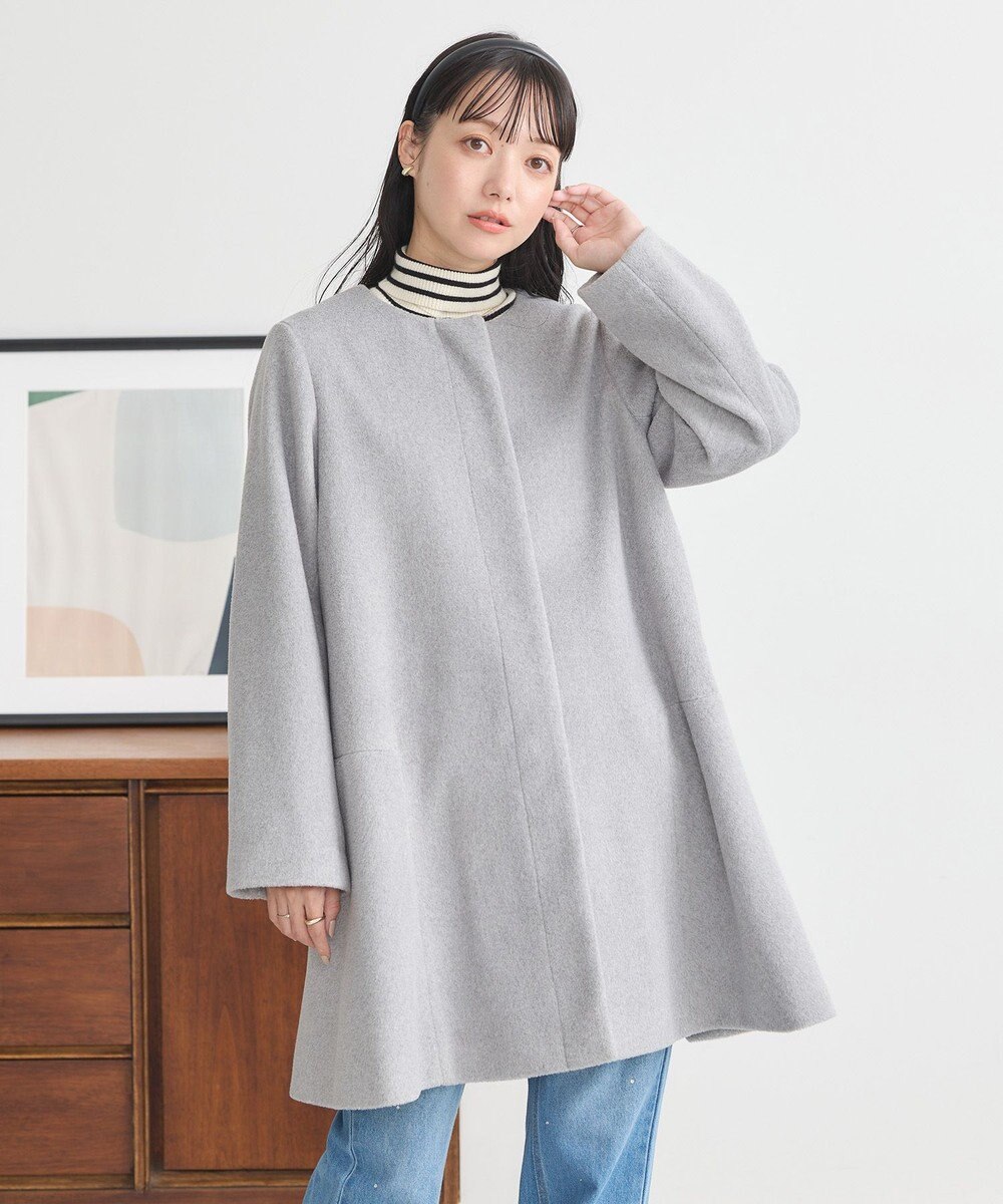 earth music&ecology ファーカフスノーカラーコート 