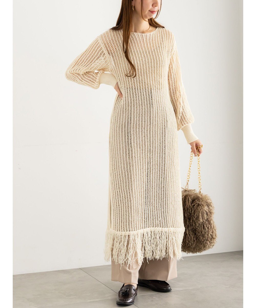 Te chichi フリンジメッシュニットワンピース《2025Autumn catalog vol.2 item》 