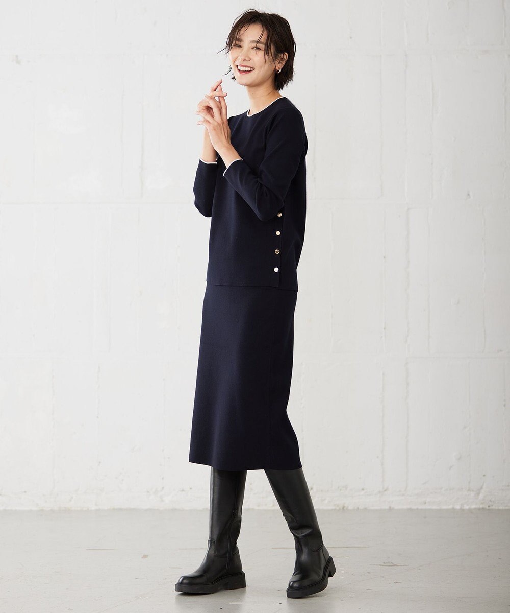 J.PRESS LADIES 【洗える】 レーヨンストレッチフルニードル ニット タイト スカート 