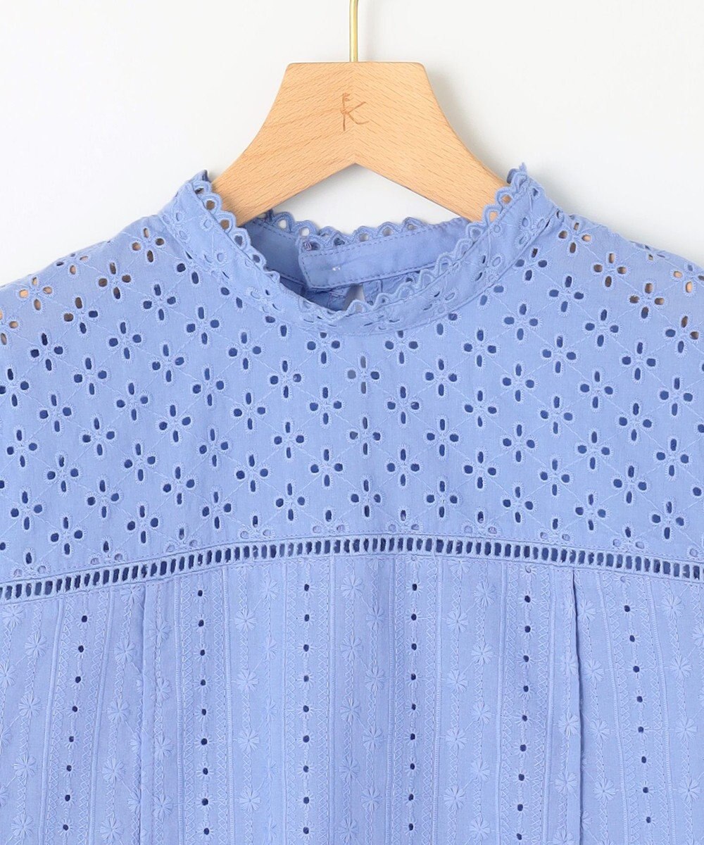 組曲 【WEB限定色あり】エンブロイダリーレース　ハイネック半袖ブラウス 