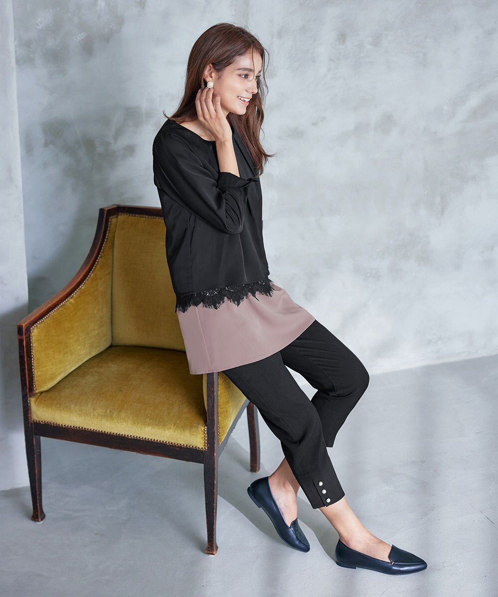 Tiaclasse 【洗える】レースコンビチュニックブラウス 