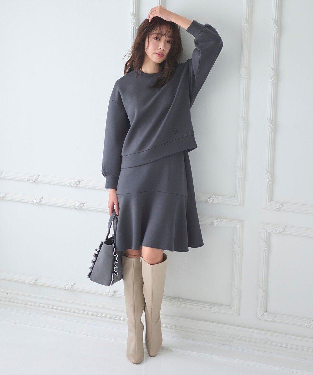 Feroux 【洗える・セットアイテム】バックリボンダンボール セットアップ 