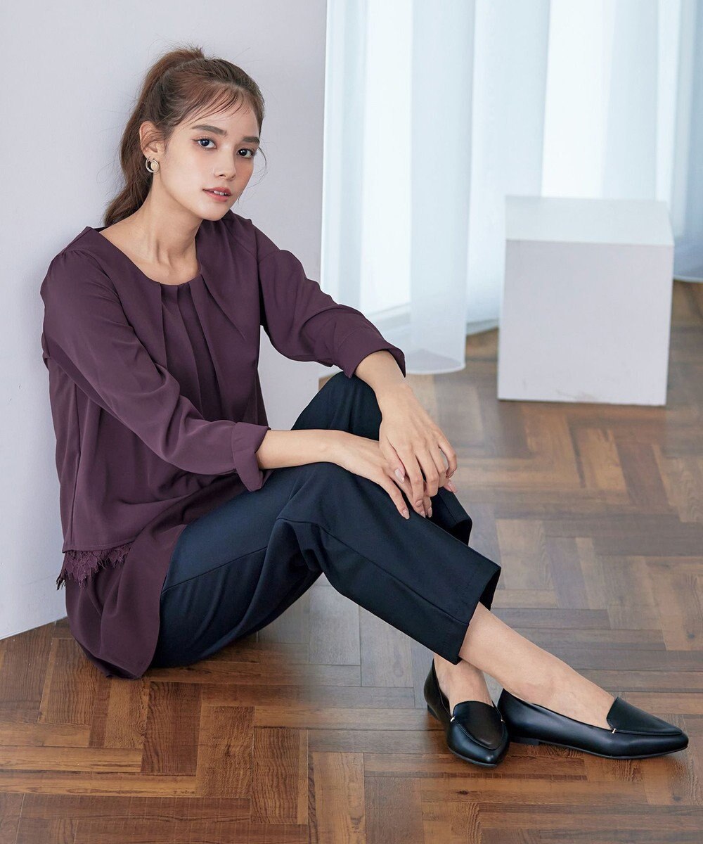 Tiaclasse 【洗える】レースコンビチュニックブラウス 