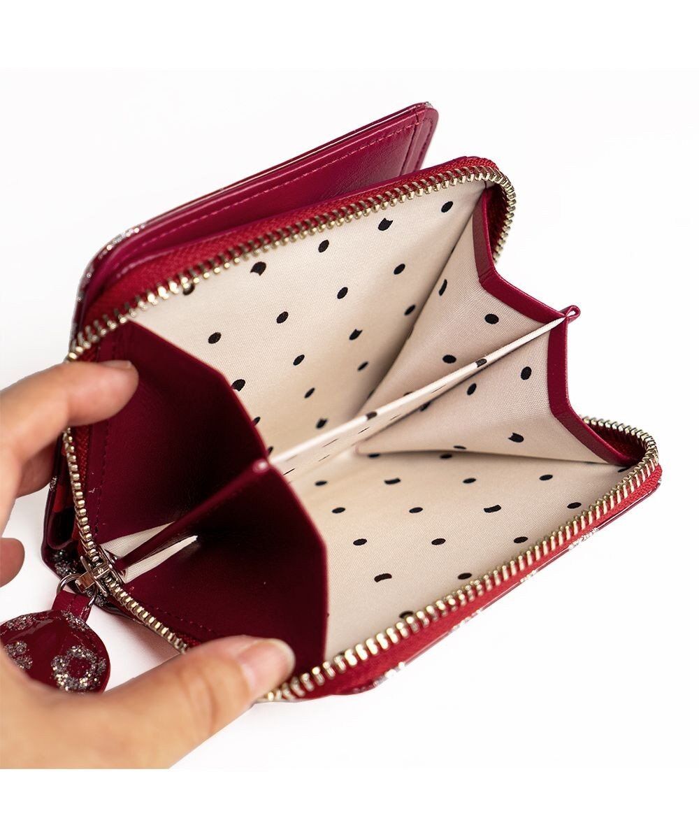 tsumori chisato CARRY グリッターフラワー ラウンドファスナー 2つ折り財布 