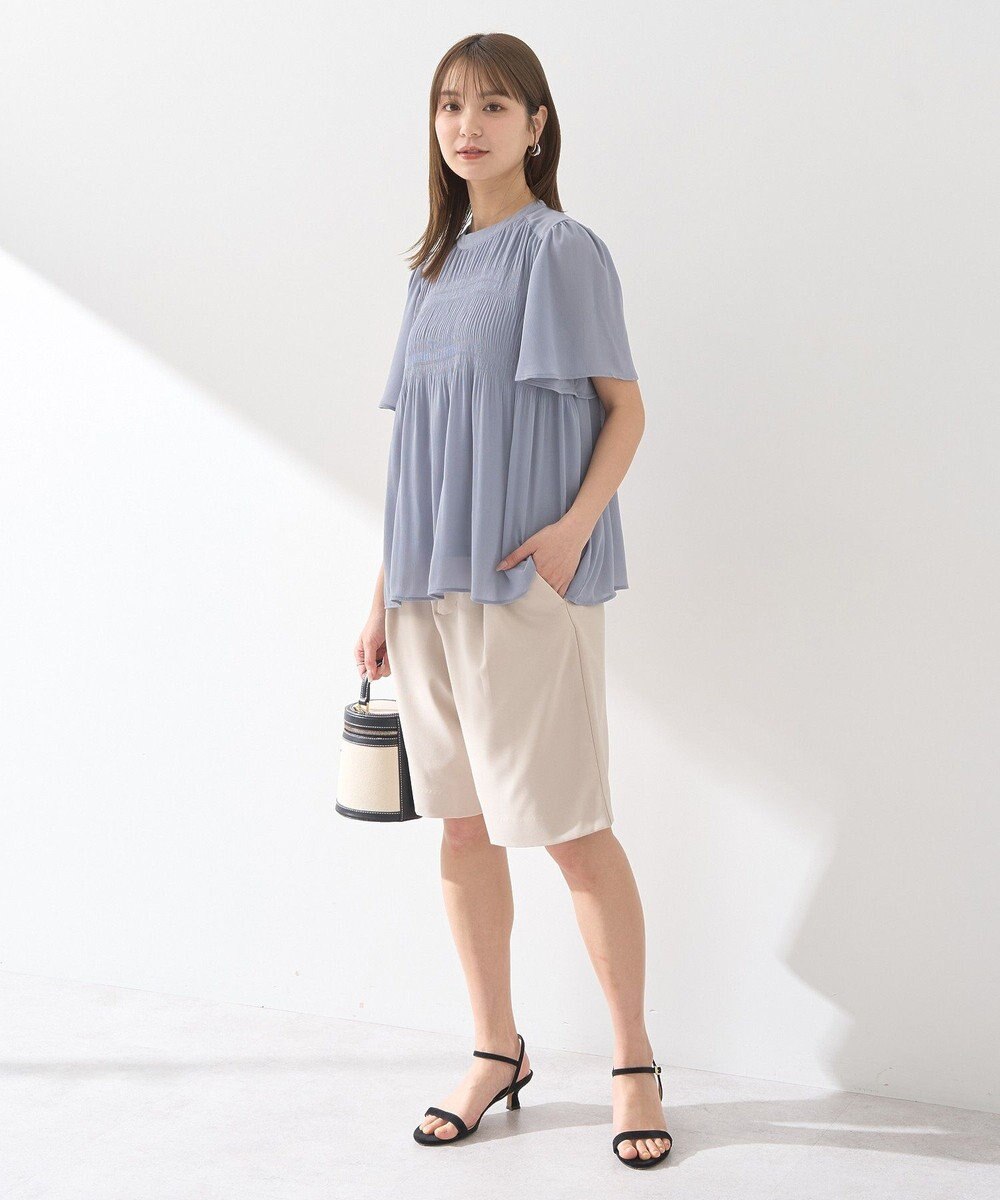 earth music&ecology マジョリカプリーツ半袖ブラウス 