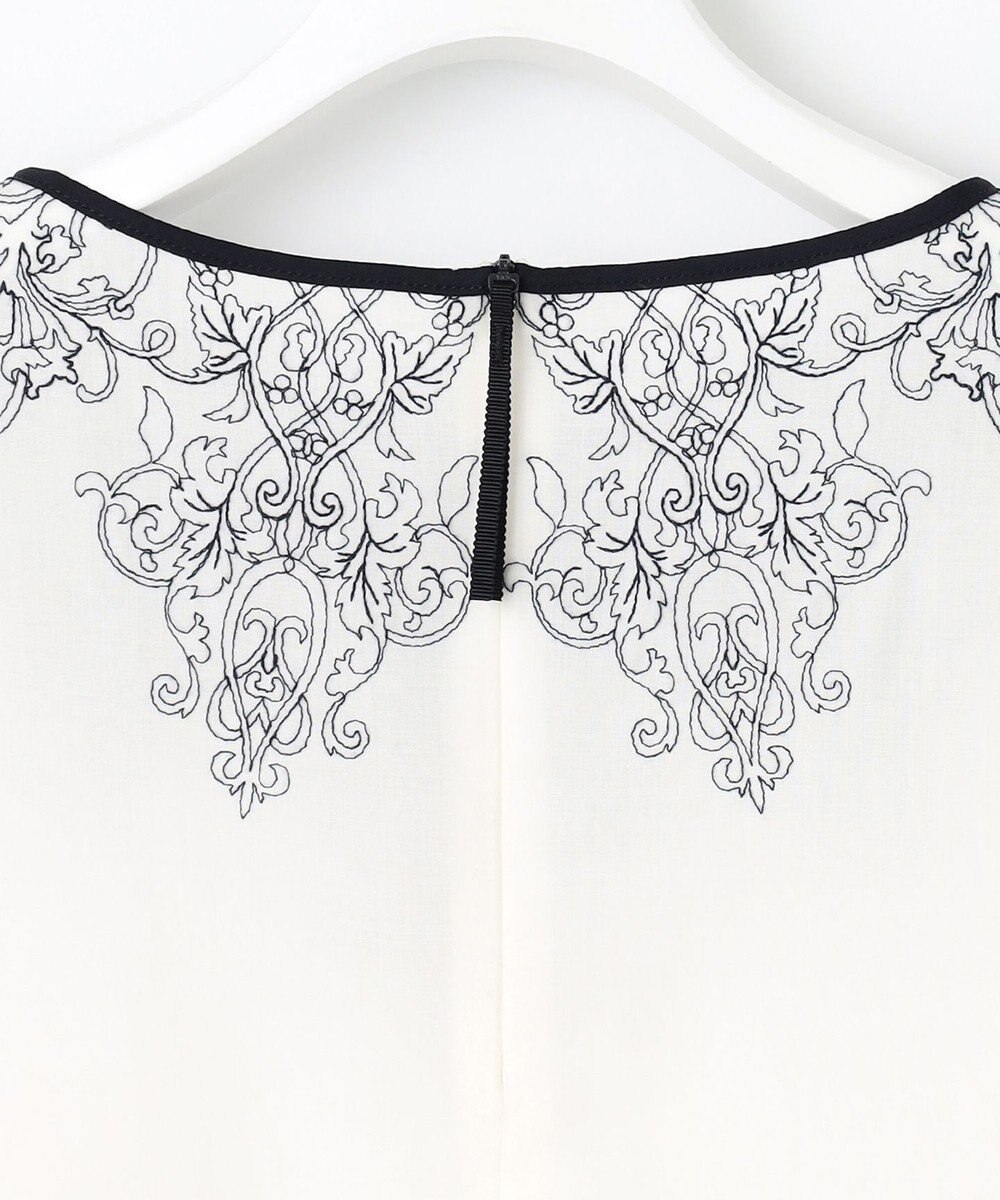 自由区 S 【洗える】コードエンブロイダリーボートネック ブラウス 