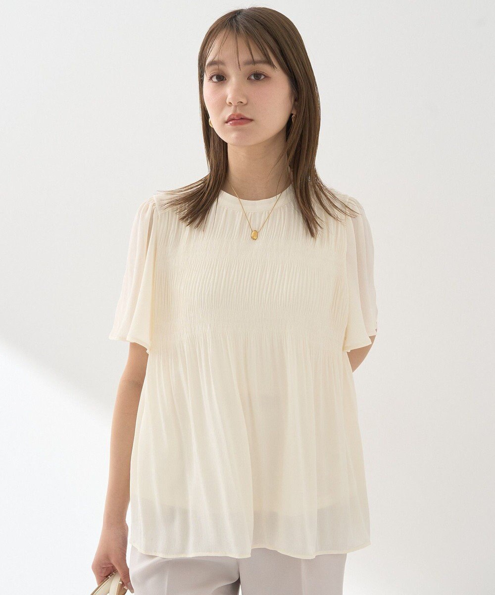 earth music&ecology マジョリカプリーツ半袖ブラウス 