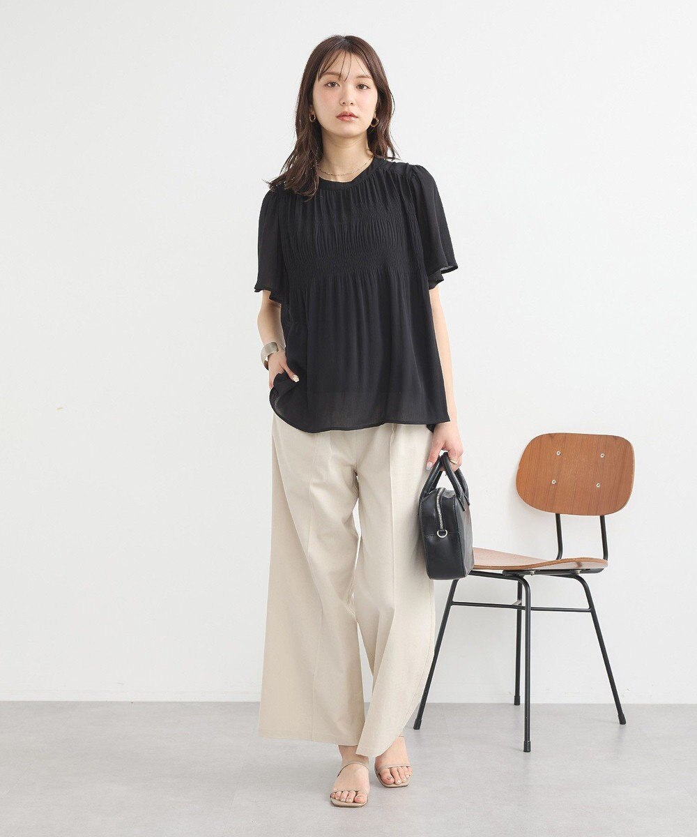 earth music&ecology マジョリカプリーツ半袖ブラウス 