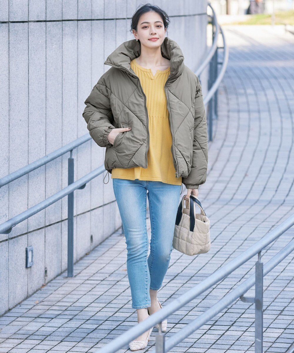 Tiaclasse L 【洗える】リブ切り替えフレアニットトップス 