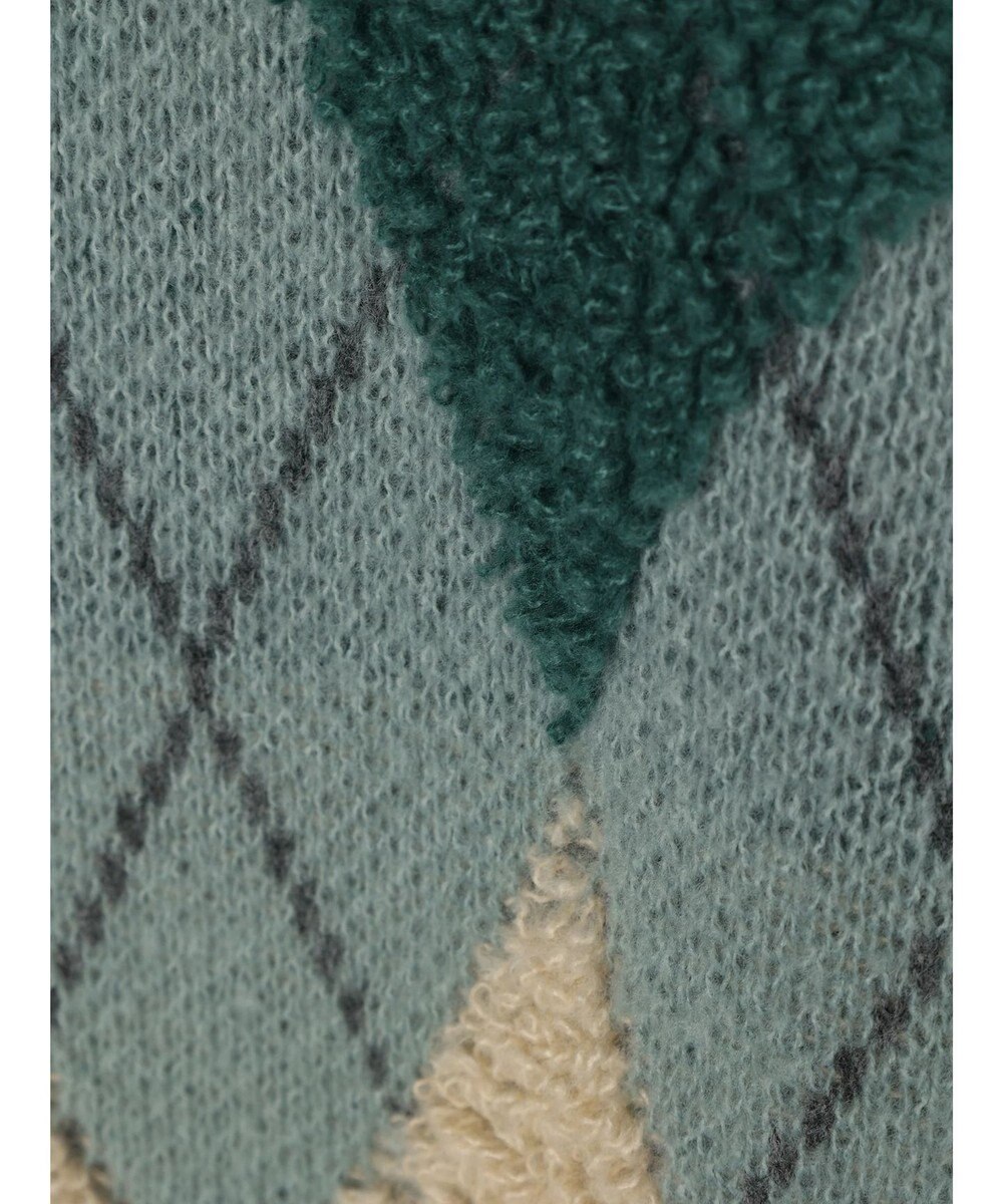 earth music&ecology ループ編みアーガイルカーディガン 