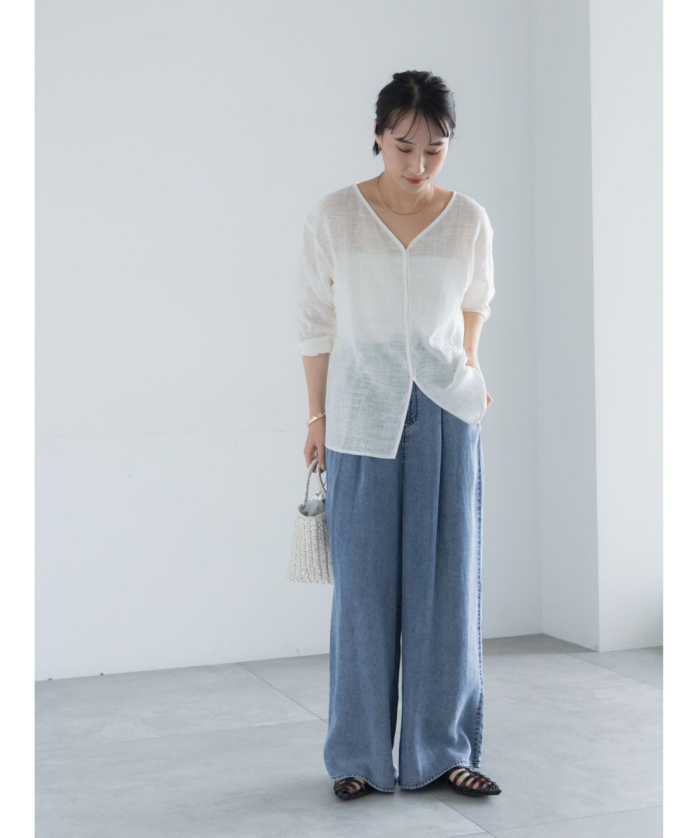 Te chichi ウォッシュデニムライクタックワイドパンツ(セットアップ可) 