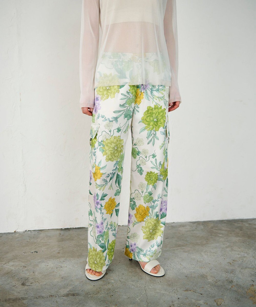 GRACE CONTINENTAL フラワープリントワークパンツ 