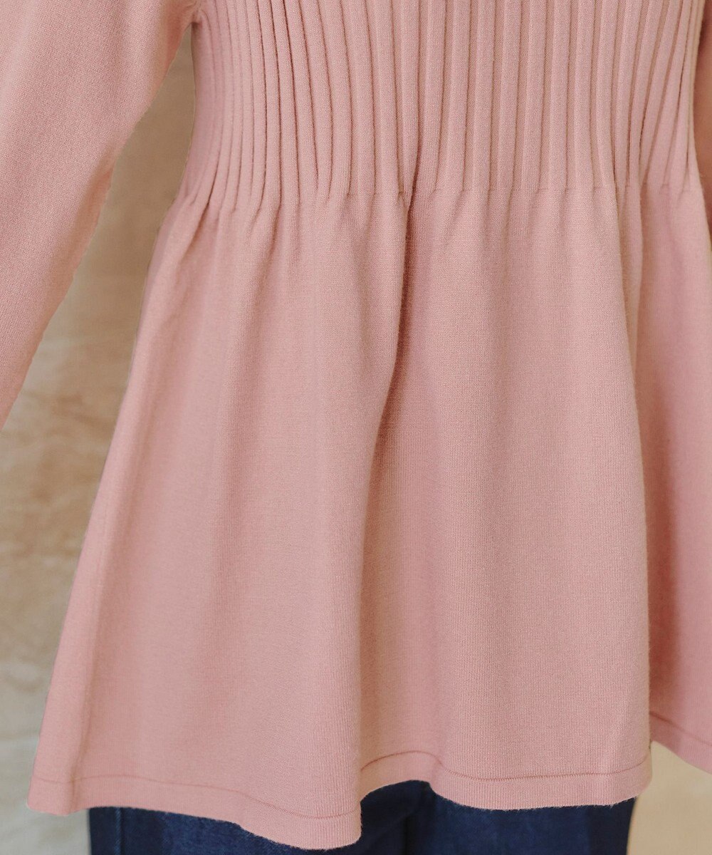 Tiaclasse L 【洗える】リブ切り替えフレアニットトップス 