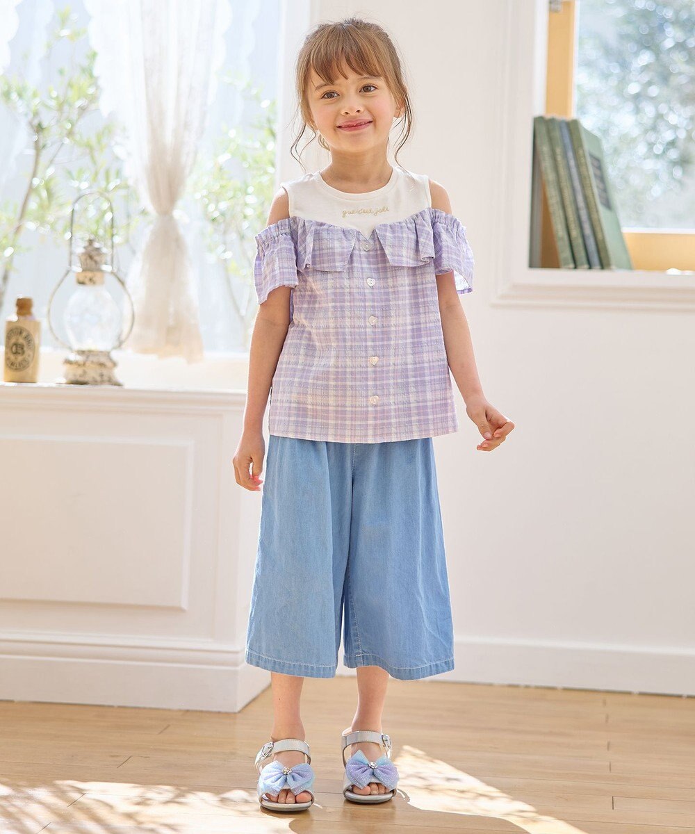 ANY KIDS シャンブレー ガウチョパンツ 