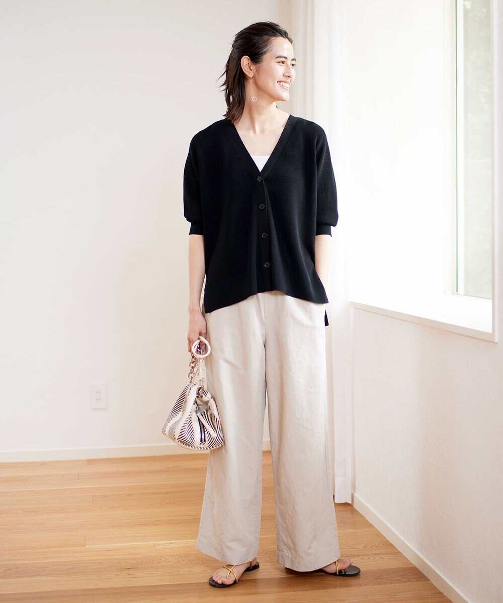 UNFILO 【軽量/UVケア】ライトリネン ワイドパンツ 