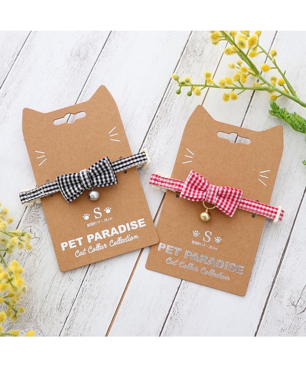 PET PARADISE ペットパラダイス 猫 首輪 ギンガムチェック 《レッド》 小サイズ/中サイズ 