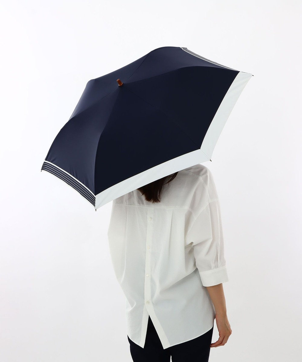 AURORA 【WEB限定】 晴雨兼用トップフラット折傘（バイカラー） ネイビー