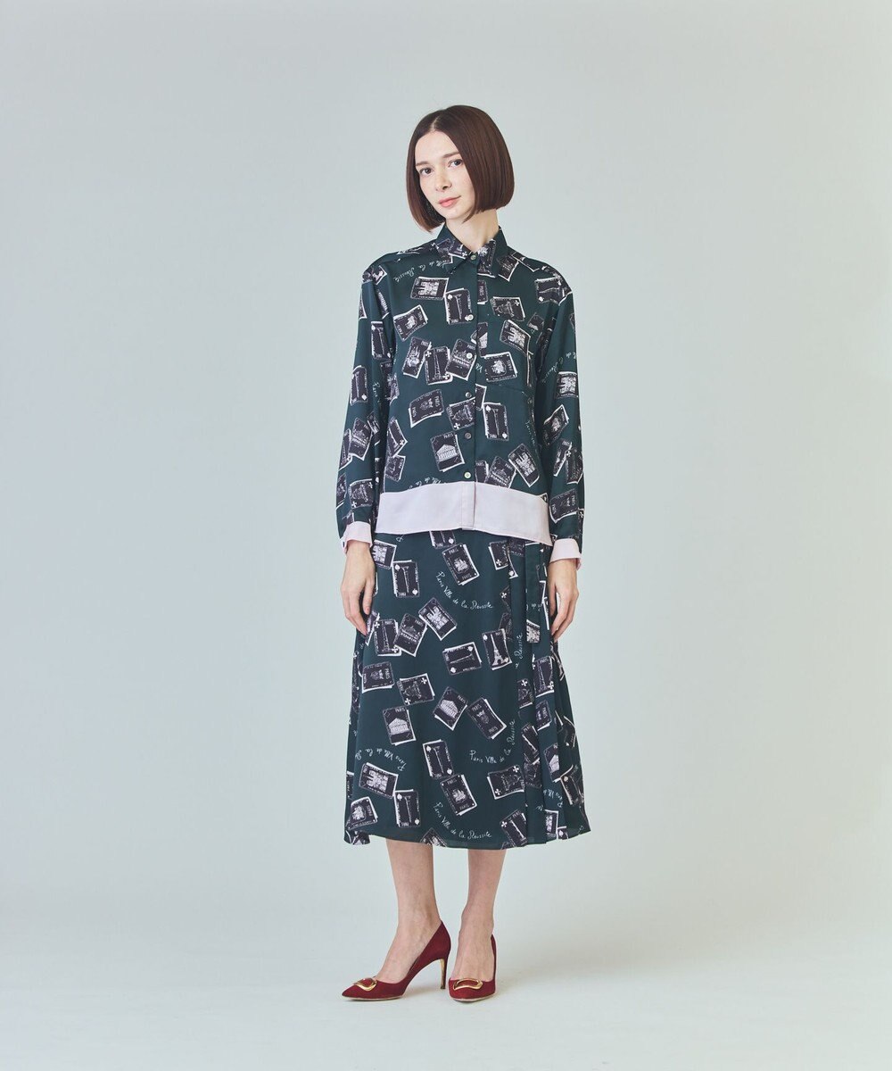 GRACE CONTINENTAL トランププリントブラウス 