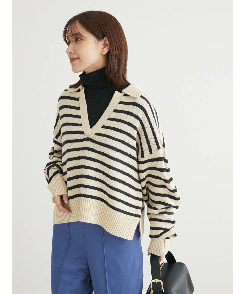 Green Parks キーネックボーダープルオーバー 