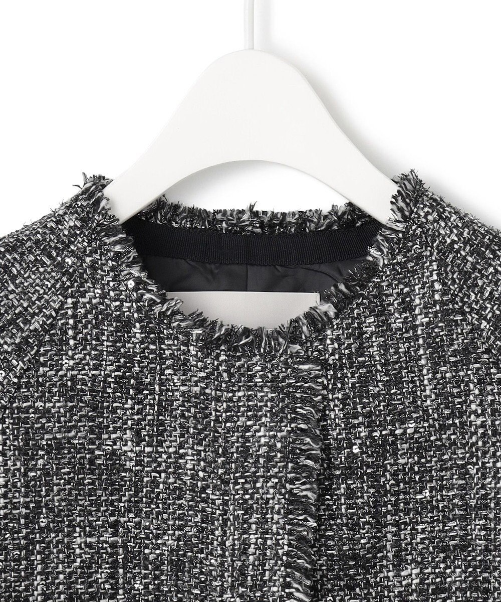 ICB L スパングルツイード ノーカラーコート 