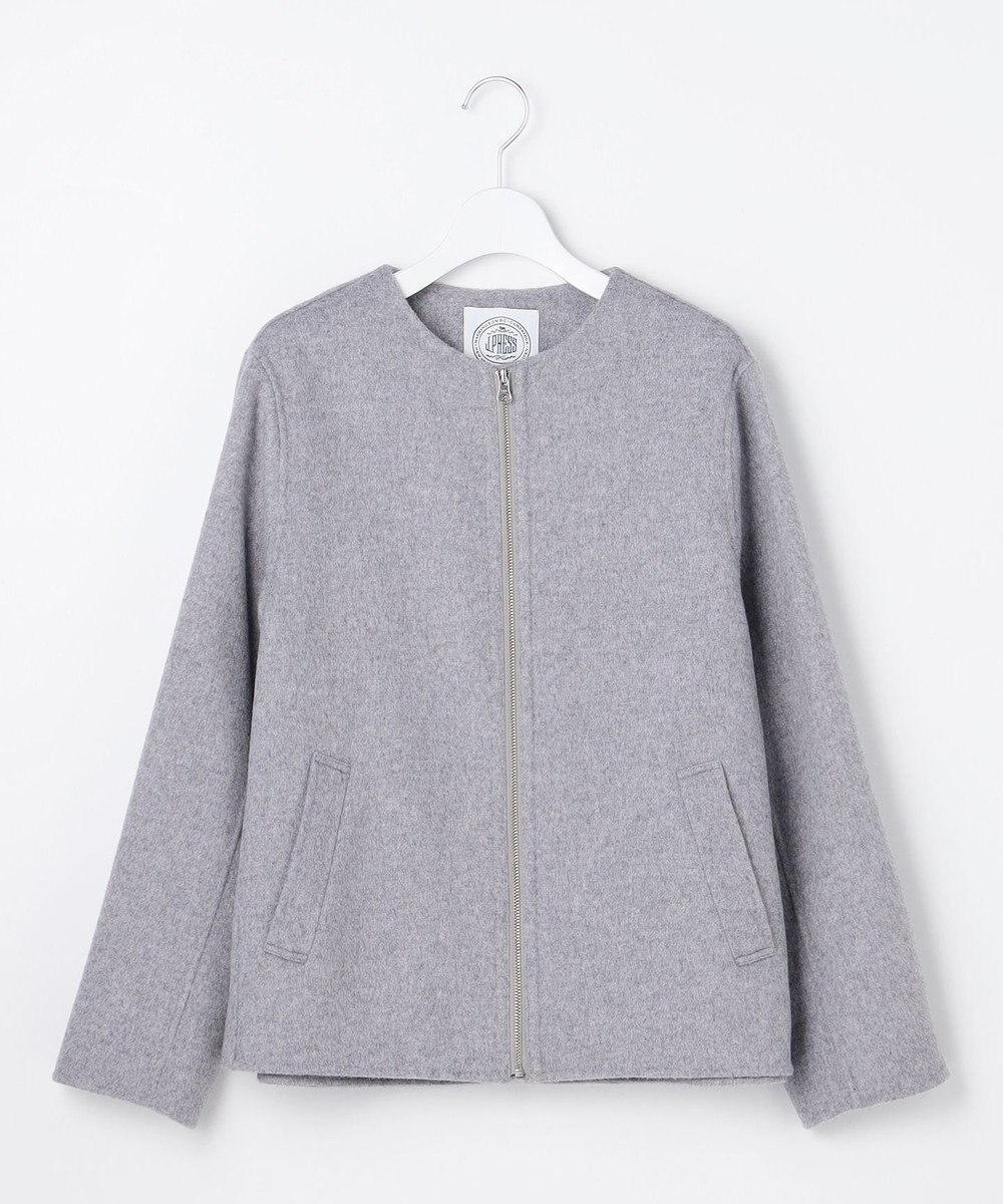 J.PRESS LADIES L ウールナイロンリバー ノーカラー コート 