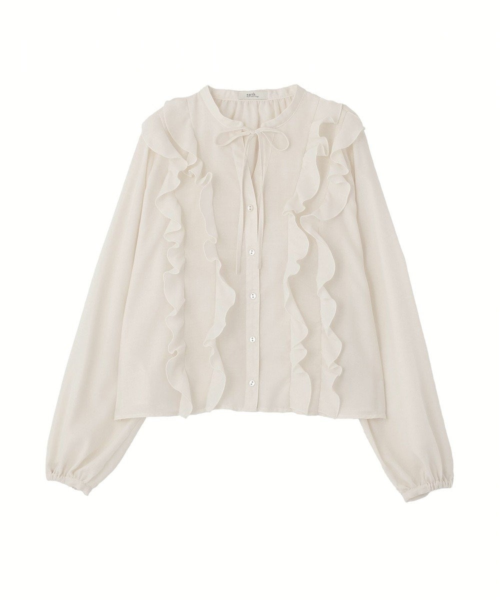 earth music&ecology フリルリボンブラウス 