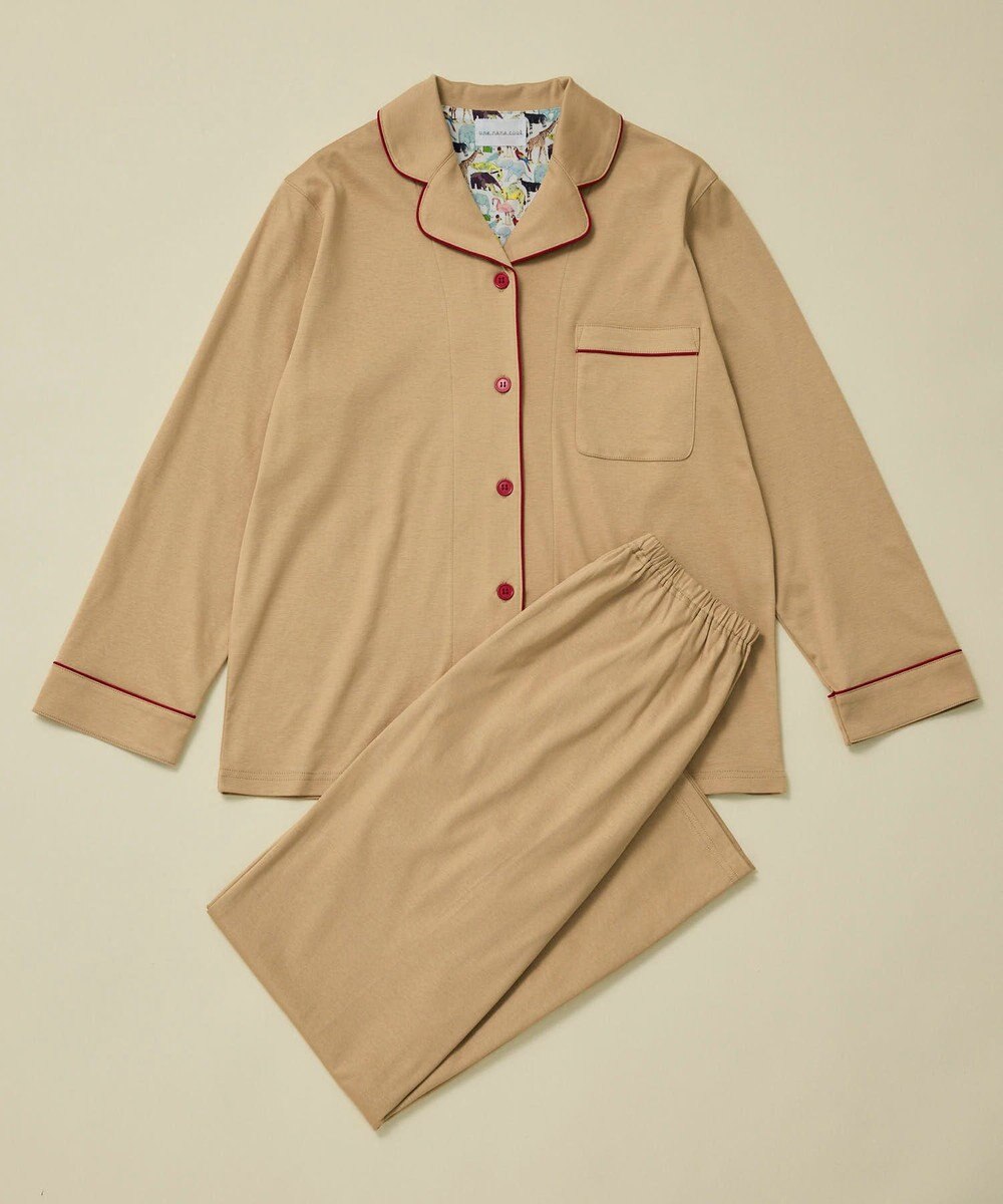 une nana cool 【綿100%】60/1 シルケットスムース 長袖開襟 MADE WITH LIBERTY FABRIC 