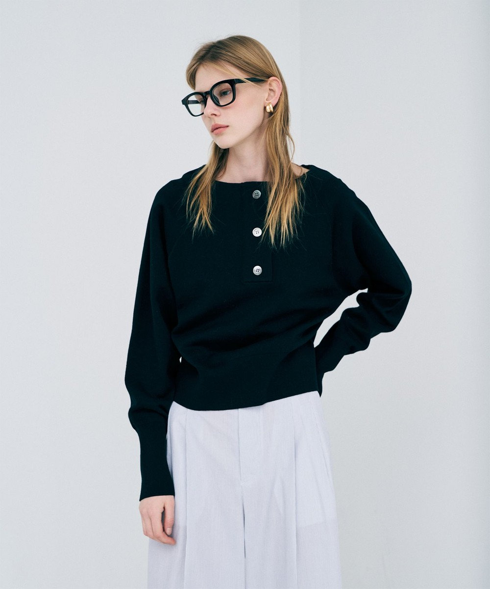 uncrave スウェットライクニット ヘンリーネックトップス 