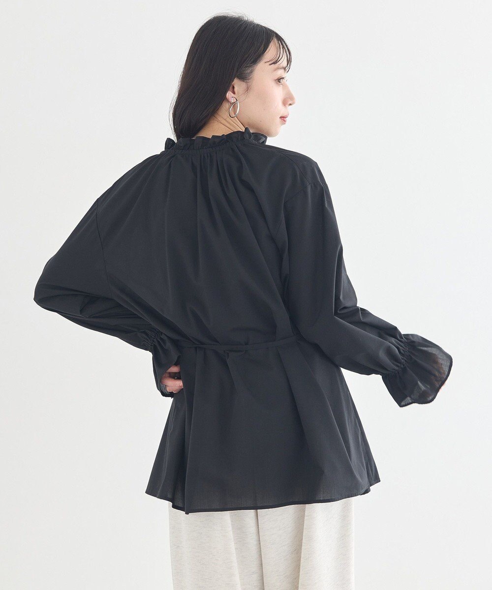 earth music&ecology 【イージーケア】TRキュプラダブルボタンフリルシャツ 