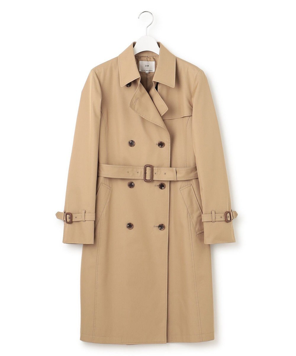 23区 L コットンポリエステルギャバジン ロング トレンチコート 