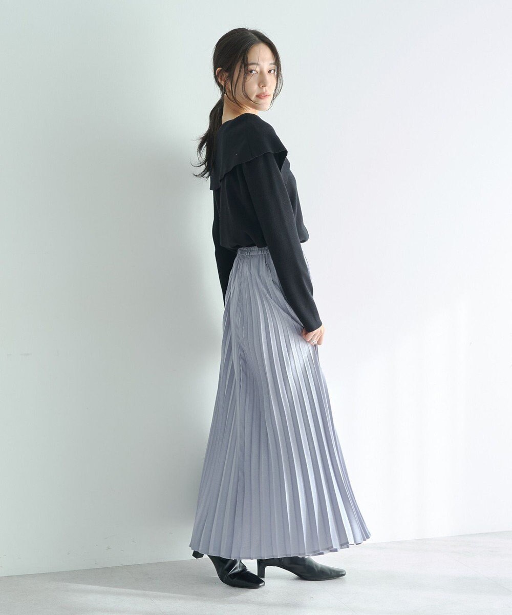 YECCA VECCA サテンプリーツスカート 