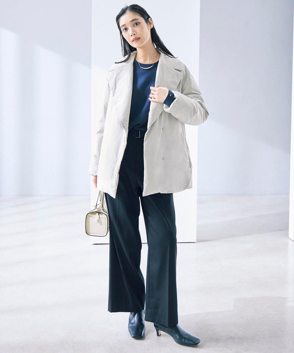 ICB L 【CLASSY.掲載・裏起毛】 ウォームサテン ワイドストレートパンツ 