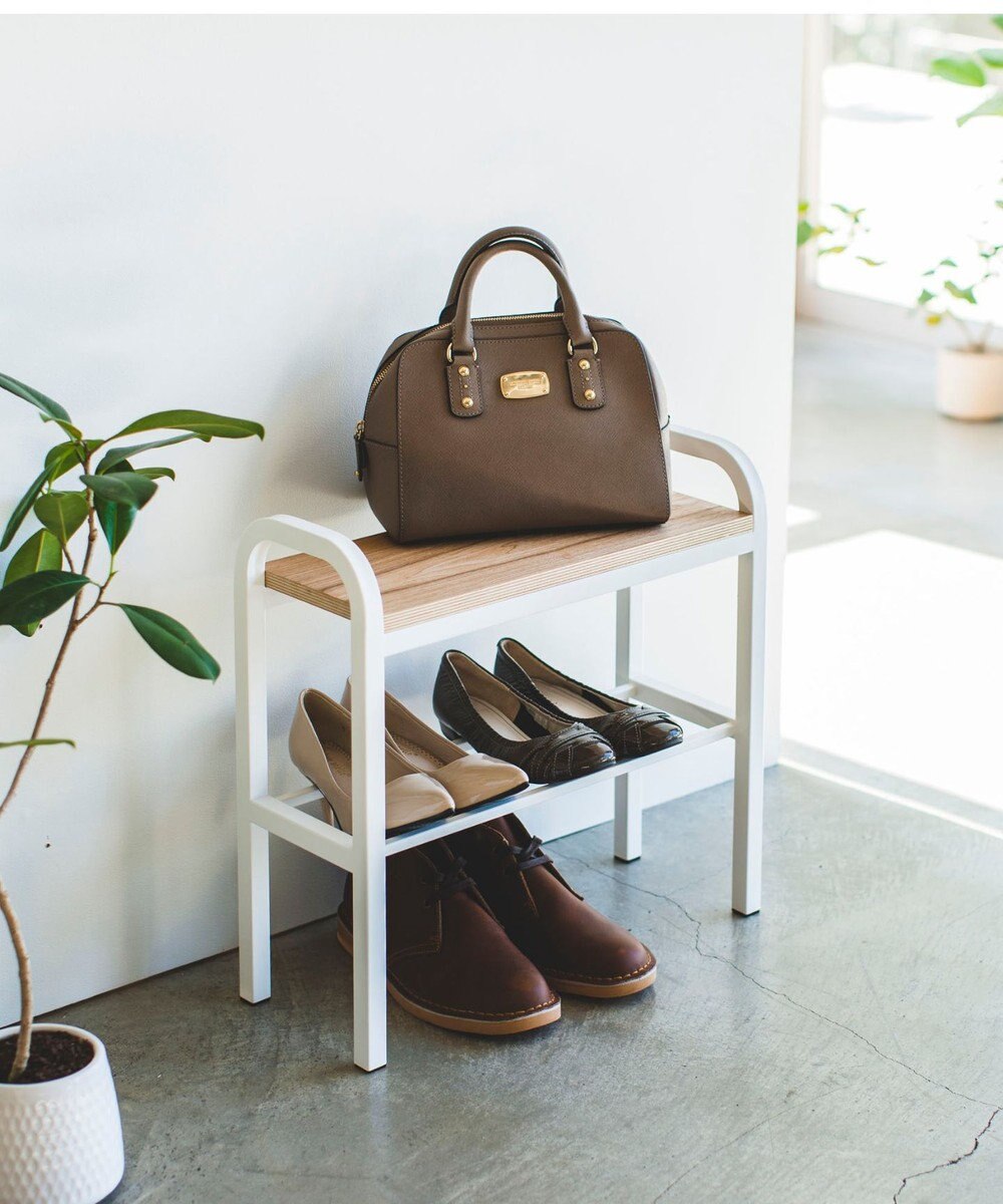 tower 立ちやすいベンチシューズラック タワー  ホワイト 