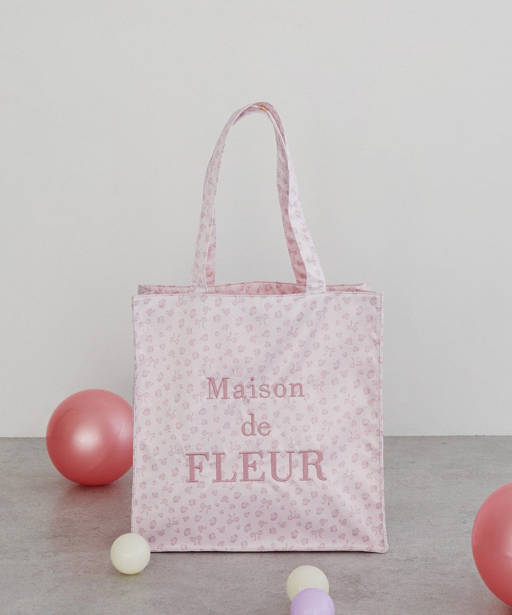 Maison de FLEUR リボンレオパードスクエアトートバッグ 