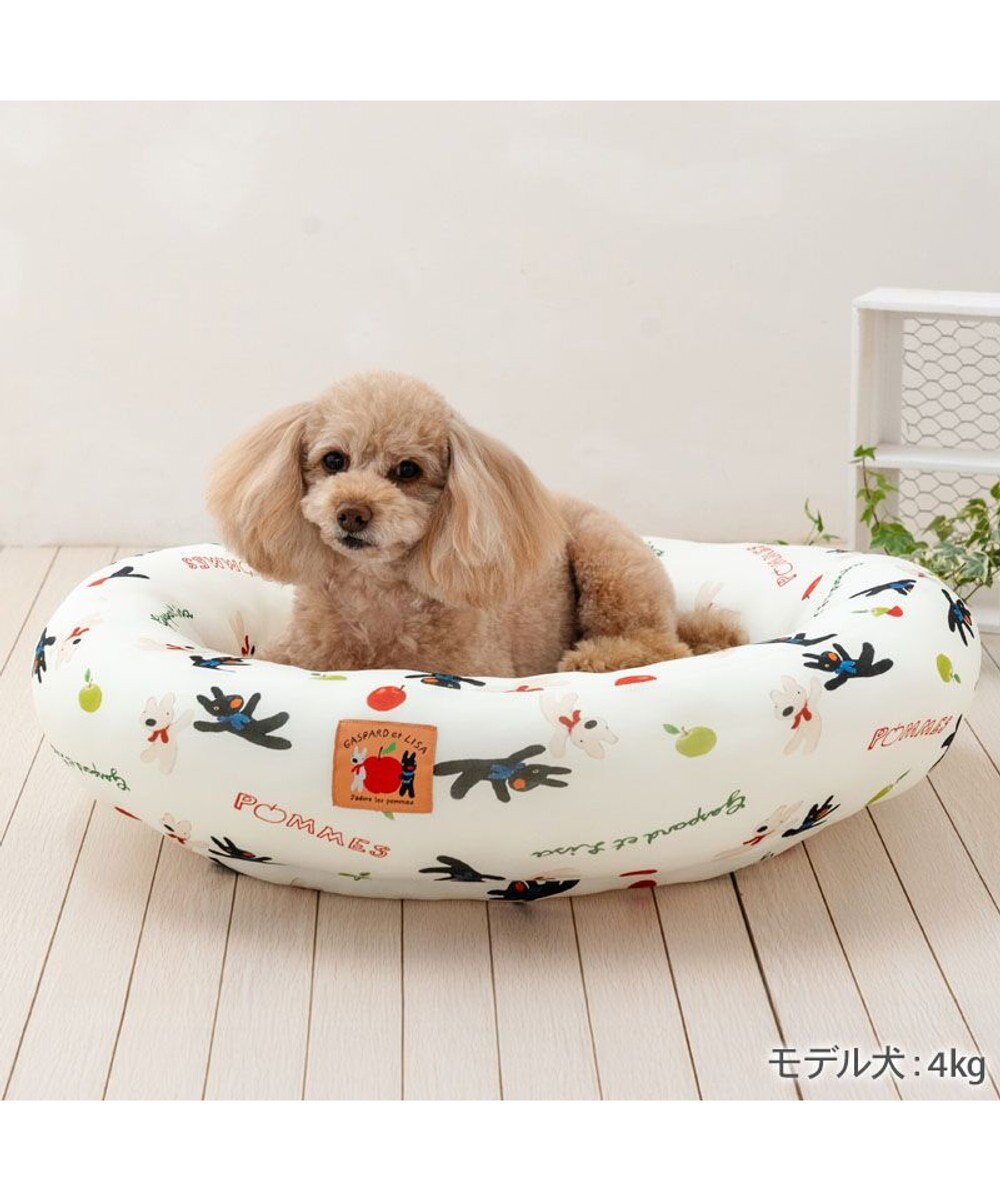 PET PARADISE リサとガスパール 接触冷感 カドラー 《リンゴ柄》 丸型 M 小型犬 