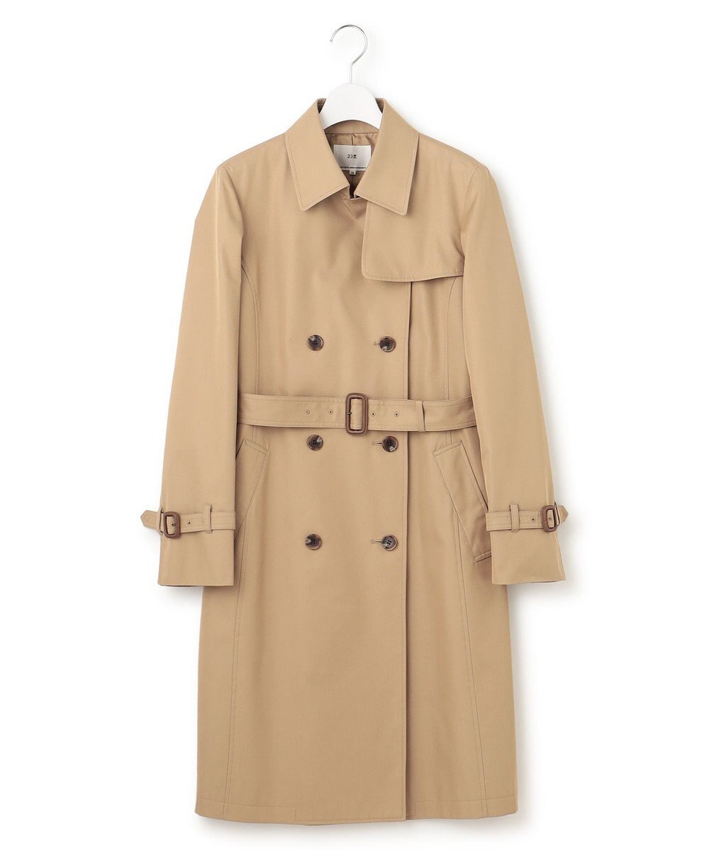 23区 コットンポリエステルギャバジン ロング トレンチコート 