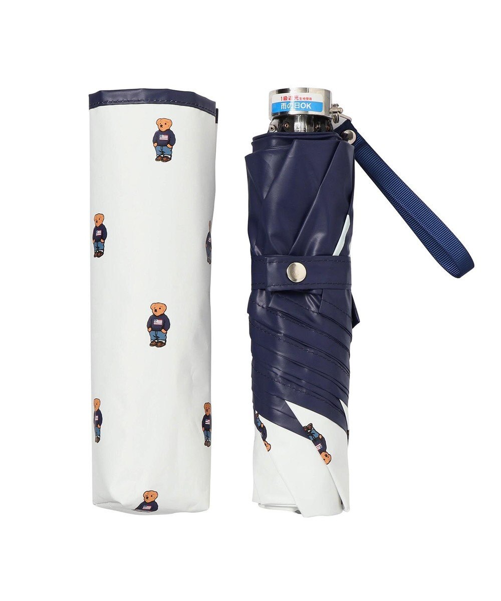 MOONBAT POLO RALPH LAUREN 晴雨兼用日傘 折りたたみ傘 ポロベアプリント／遮光 遮熱 UV 