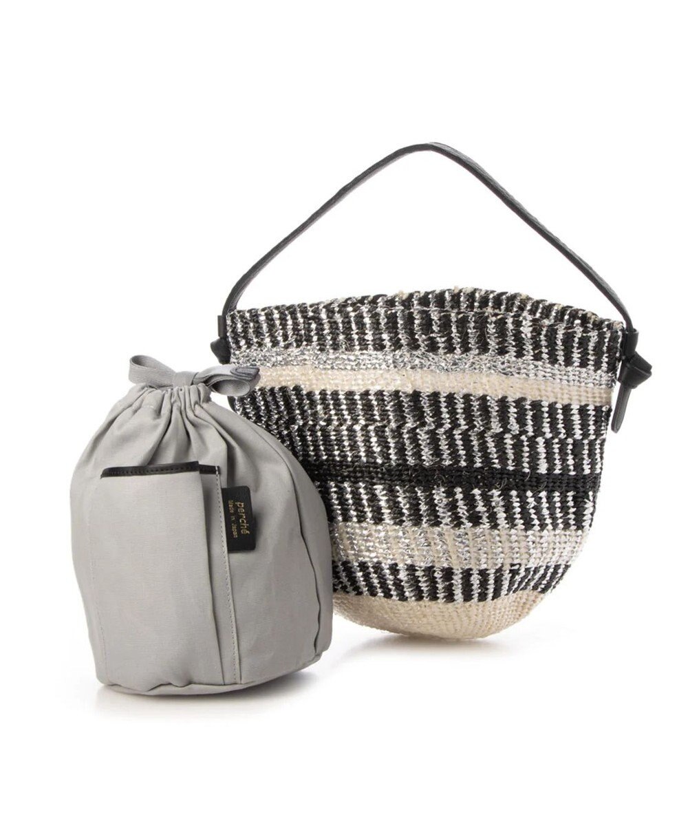 UNBILLION perche プラスティックサイザル×姫路レザー手提げトートバッグ 