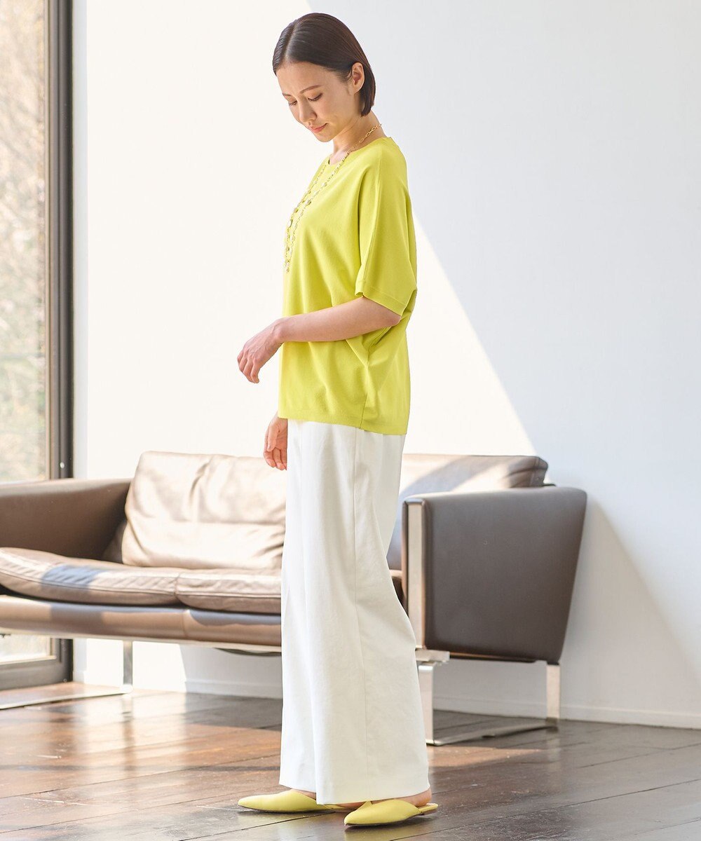 自由区 【好評につき新色追加・9色展開・洗える・XSサイズあり】クレープストレッチドルマン ニット 