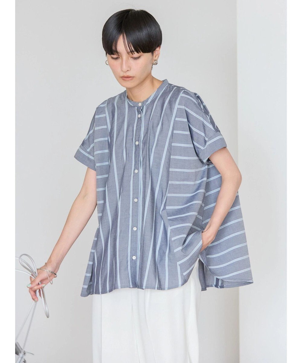 AMERICAN HOLIC 接触冷感フレンチスリーブ切り替えフレアブラウス 