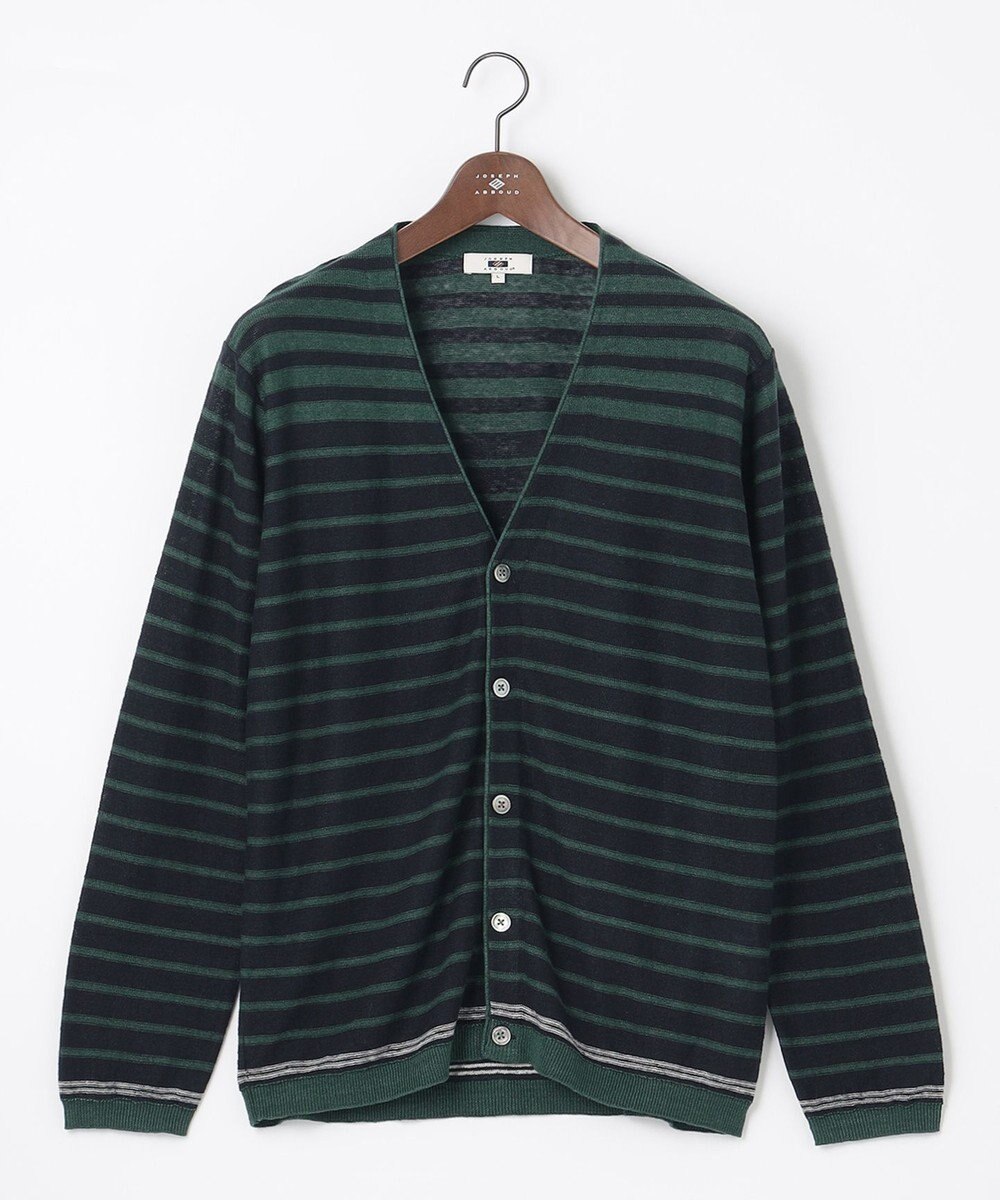 JOSEPH ABBOUD 【洗える】フランドルリネンボーダーカーディガン 