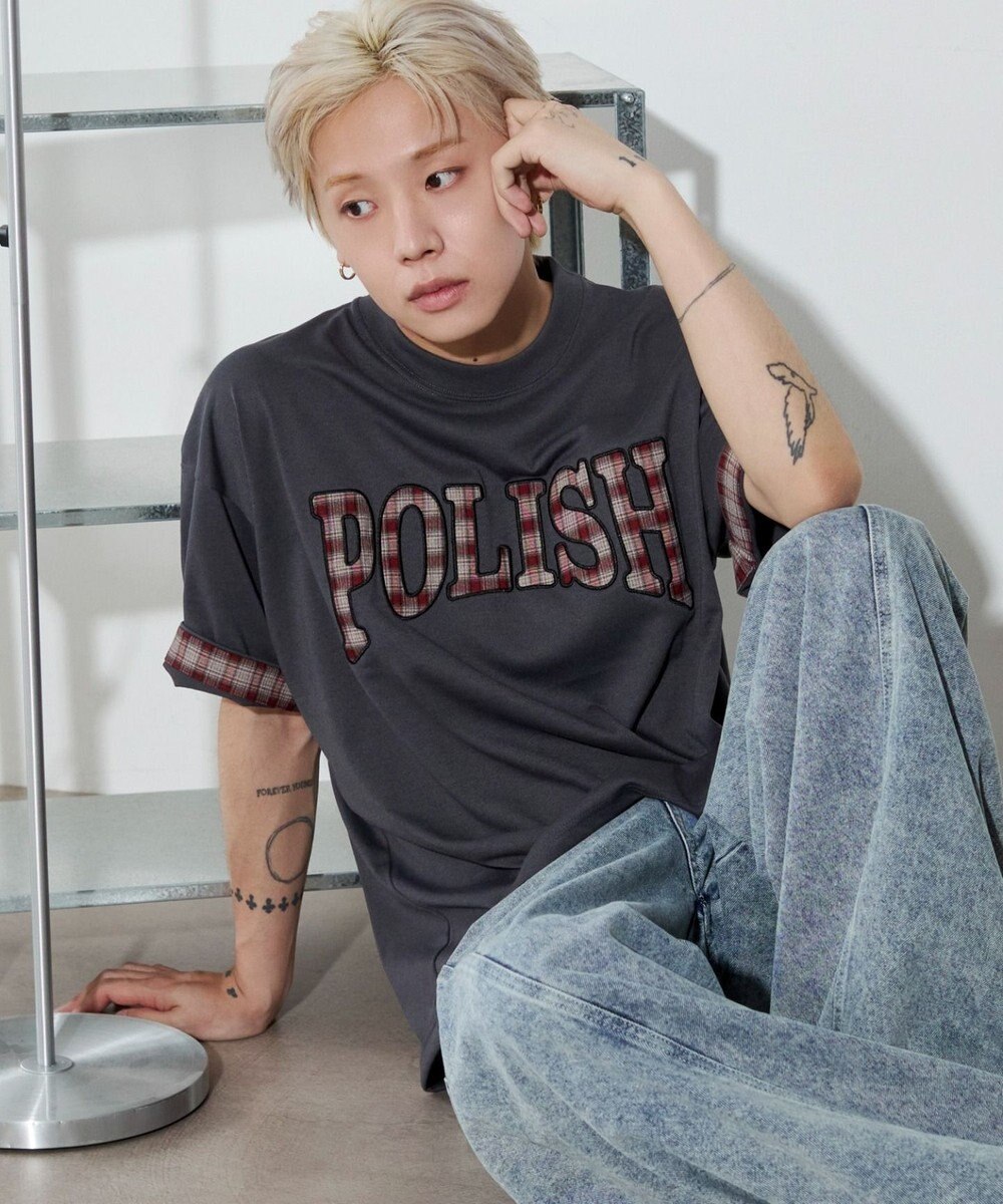 WEGO 【ユニセックス着用ITEM】チェックディテールロゴT（SS） 