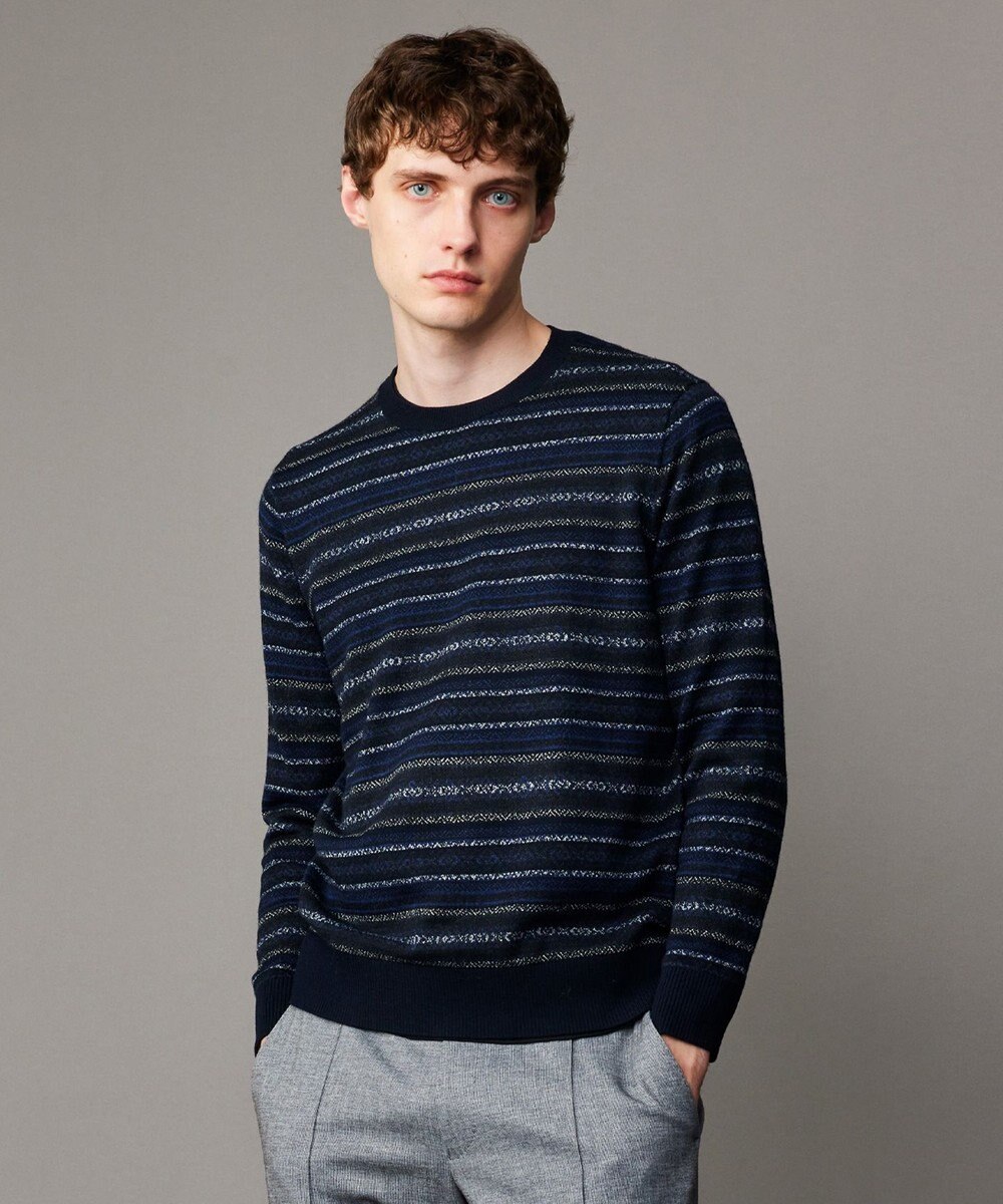 JOSEPH ABBOUD 【イタリア糸使用/洗える】フェアアエルクルーネック ニット 