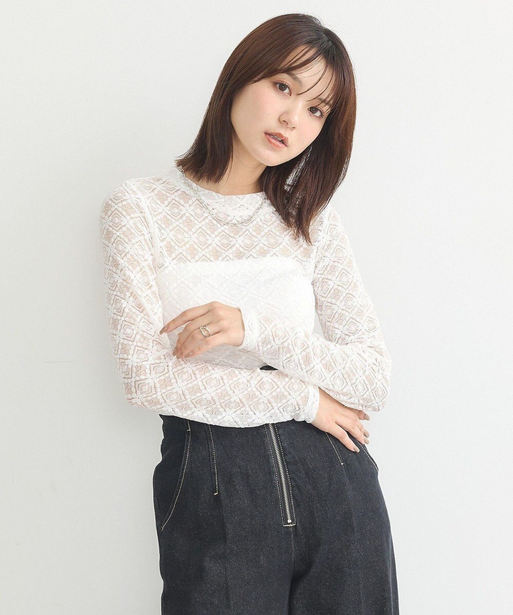 earth music&ecology フラワーレースプルオーバー 