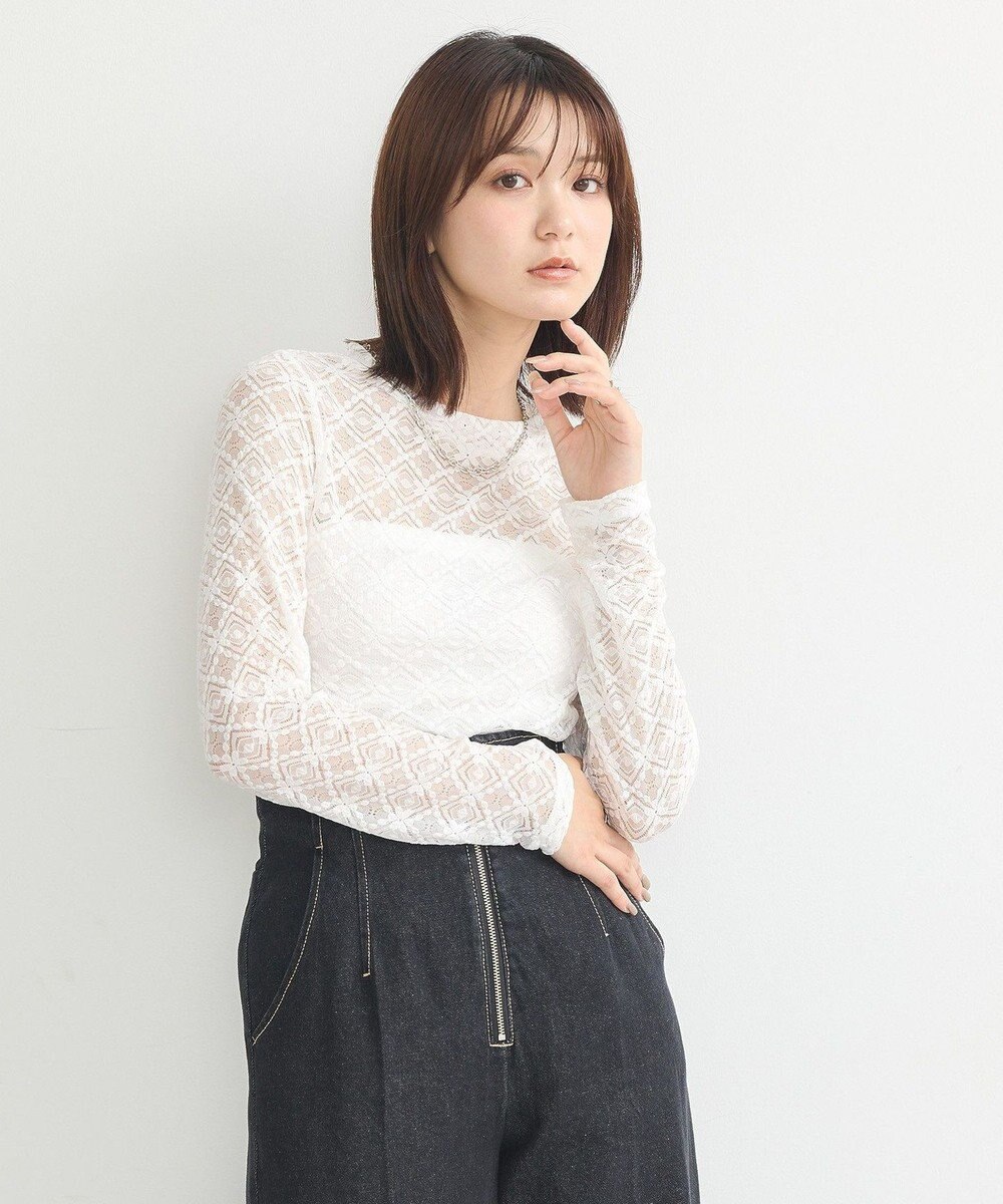 earth music&ecology フラワーレースプルオーバー 