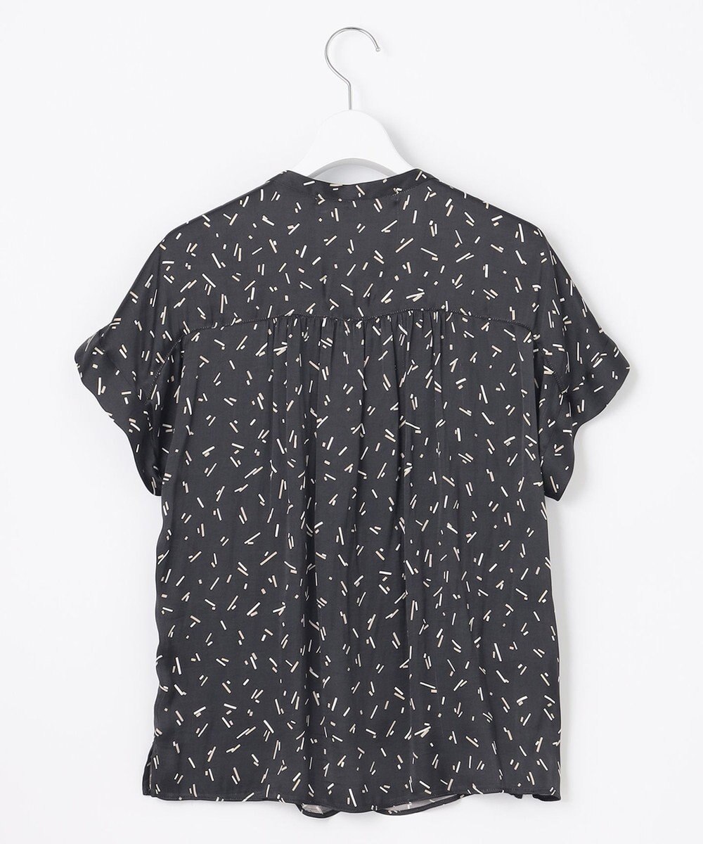 自由区 【洗える・XSサイズあり】ビンテージサテンプリント柄 ブラウス 